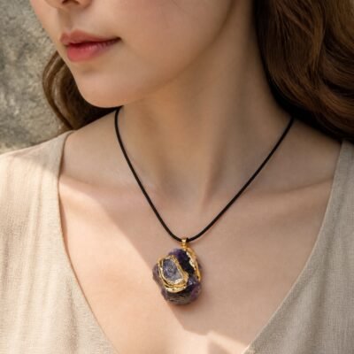 Gold-Wrapped Raw Crystal Talisman Pendant Collection