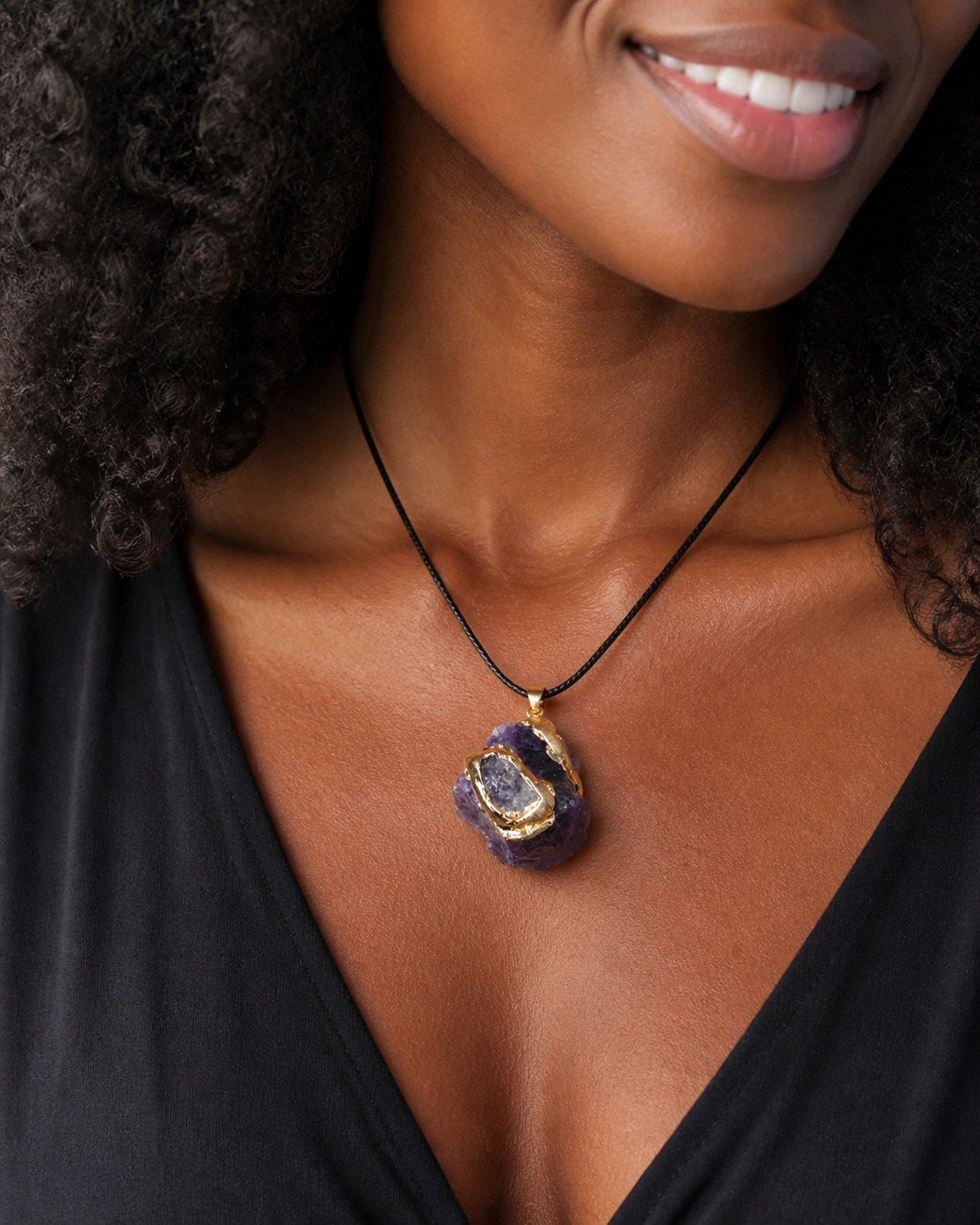 Gold-Wrapped Raw Crystal Talisman Pendant Collection