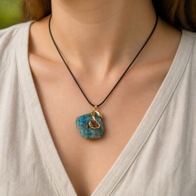 gold-wrapped-raw-crystal-talisman-pendant-collection-blue-apatite-02-light-skin Blue Apatite Gold-Wrapped Raw Crystal Talisman Pendant