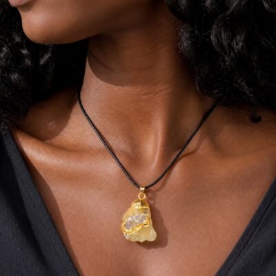 Citrine Gold-Wrapped Raw Crystal Talisman Pendant