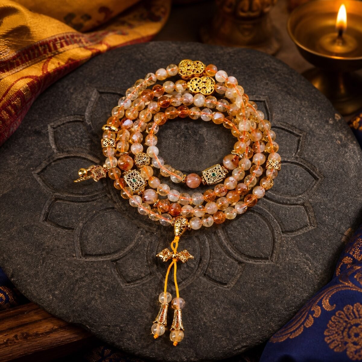 Golden Citrine Crystal Mala