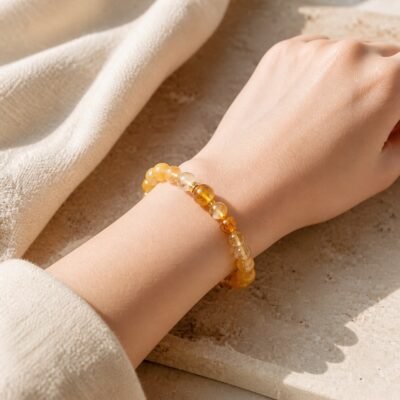 golden-ground-citrine-amber-tiger-eye-bracelet-05-white-hand Golden Ground Citrine Amber & Tiger Eye Bracelet