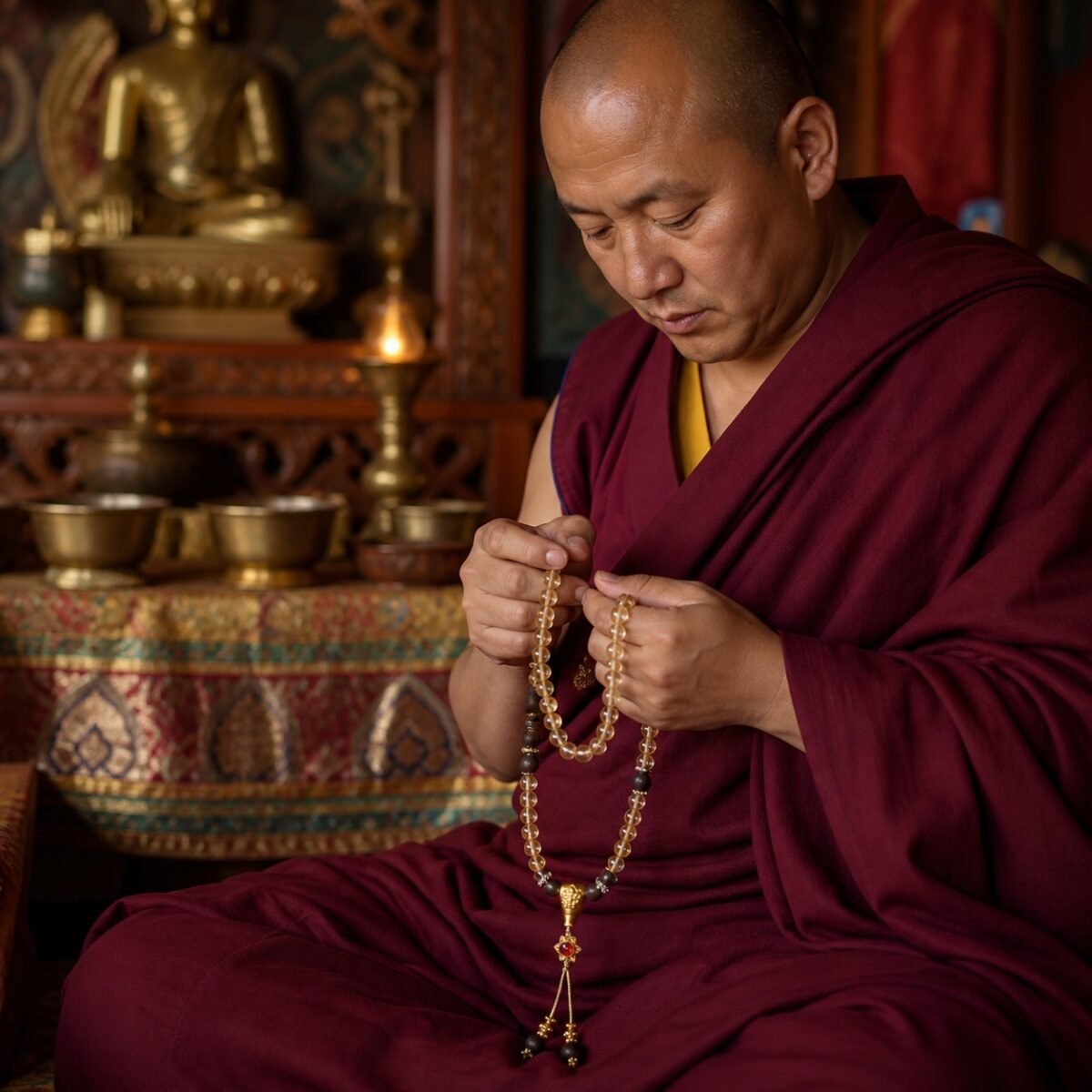 golden-quartz-agarwood-mala-monk-devotional Golden Quartz Agarwood Mala