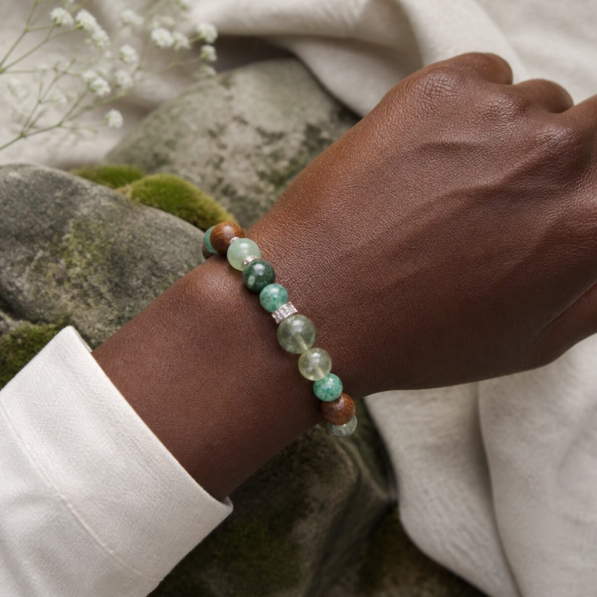 green-renewal-phantom-quartz-agarwood-bracelet-07-black-hand Green Renewal Phantom Quartz & Agarwood Bracelet