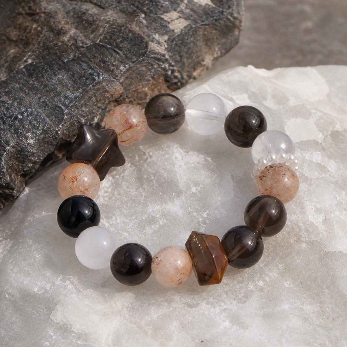 grounding-garden-quartz-protection-bracelet-01-main Grounding Garden Quartz Protection Bracelet with smoky quartz and obsidian beads