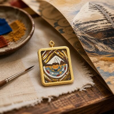 hand-painted-mount-kailash-thangka-pendant-03-artisan-process Hand-Painted Mount Kailash Thangka Pendant