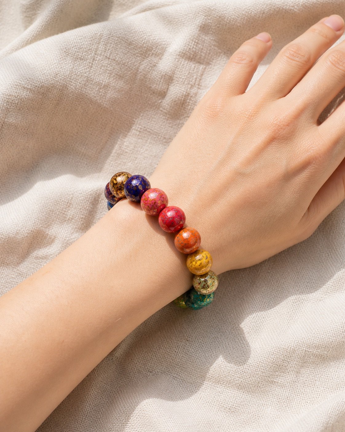 Handcrafted Chinese Lacquer Bead Bracelet