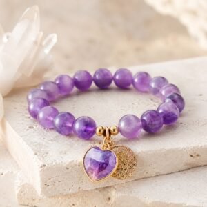 Heart Stone Intention Bracelet - Amethyst