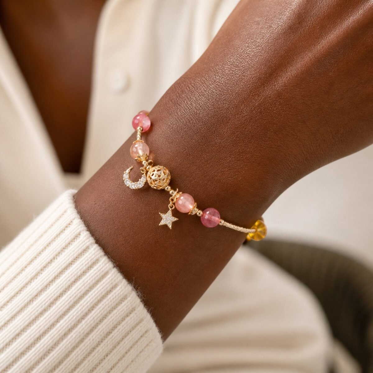 Hollow Orb Citrine Star Bracelet