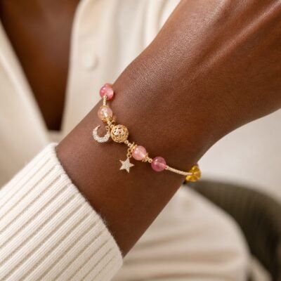 Hollow Orb Citrine Star Bracelet