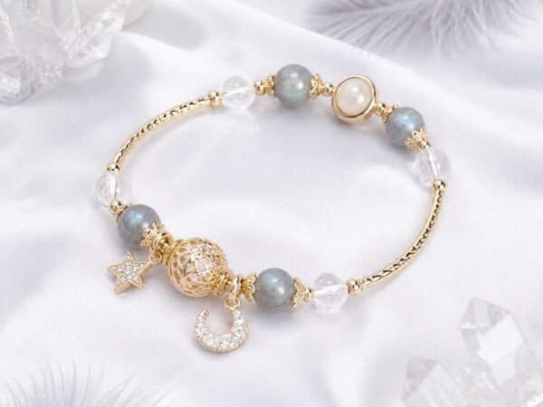 hollow-orb-clear-quartz-star-bracelet-01-main Clear Quartz Star Bracelet with hollow-orb focal and star-and-moon charms