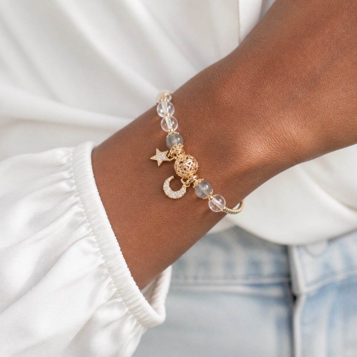 hollow-orb-clear-quartz-star-bracelet-02-black-wrist Hollow Orb Clear Quartz Star Bracelet