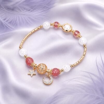 Hollow Orb Crackle Quartz Star Bracelet