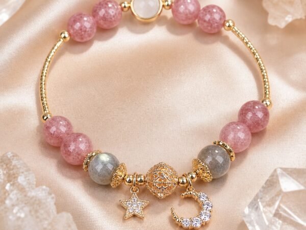 Hollow Orb Gray Moonstone Star Bracelet