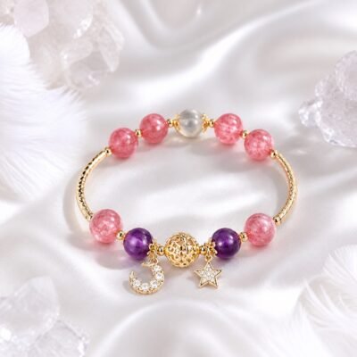 hollow-orb-strawberry-quartz-star-bracelet-01-main Hollow Orb Strawberry Quartz Star Bracelet