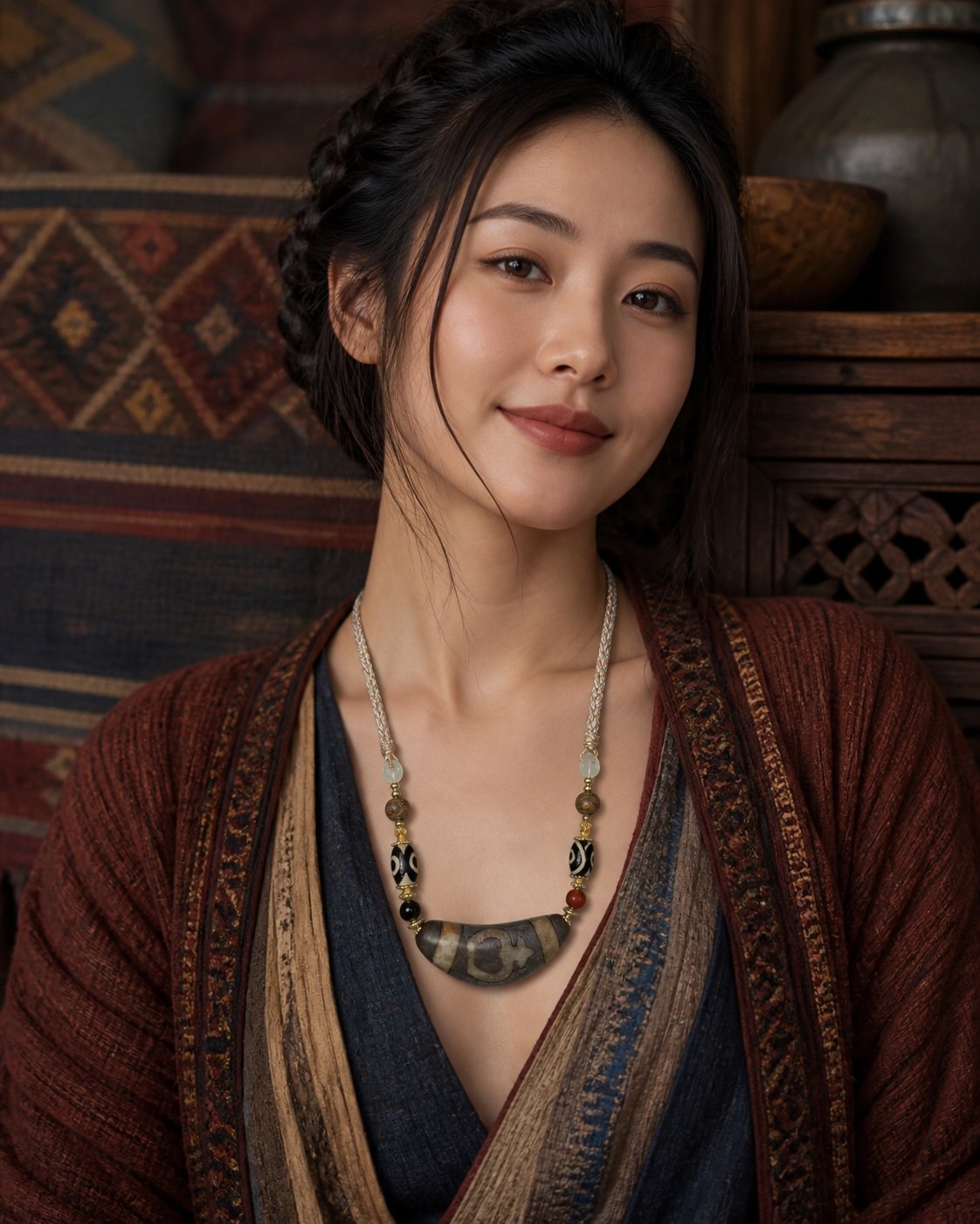 Smoky Umber Statement Bead Necklace