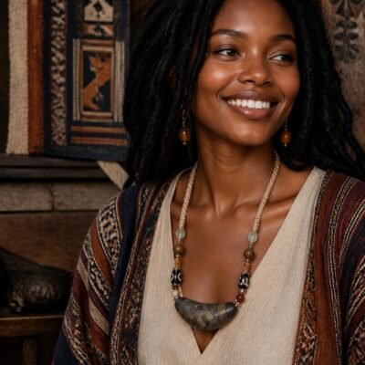 Smoky Umber Statement Bead Necklace
