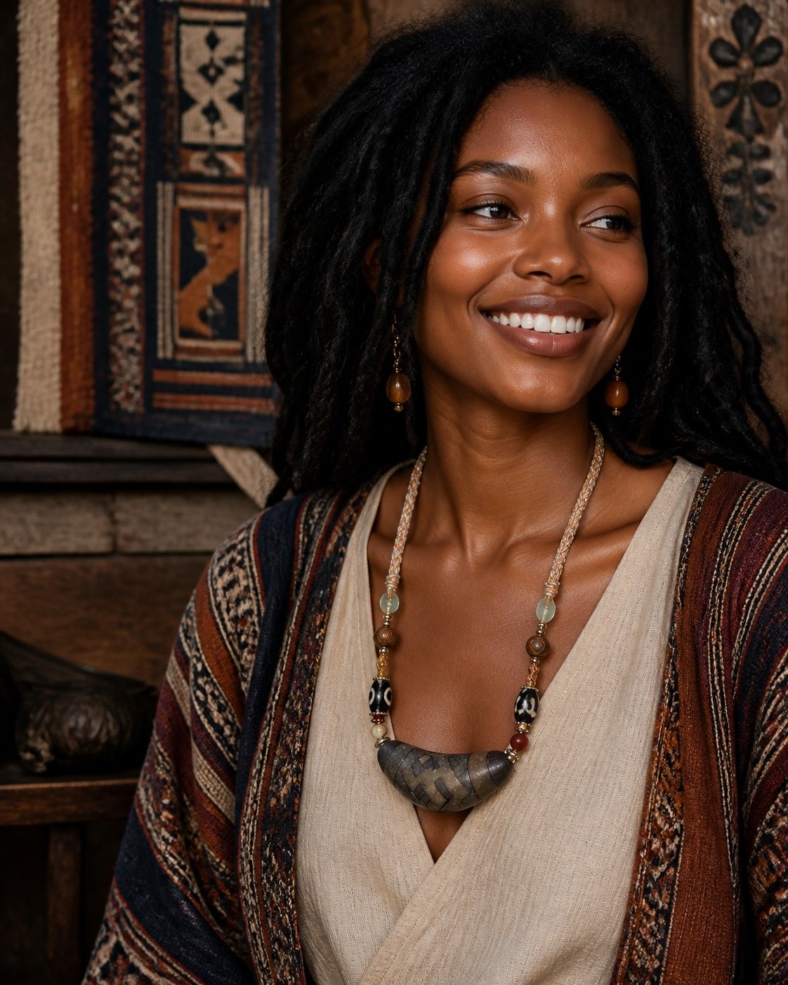 Smoky Umber Statement Bead Necklace
