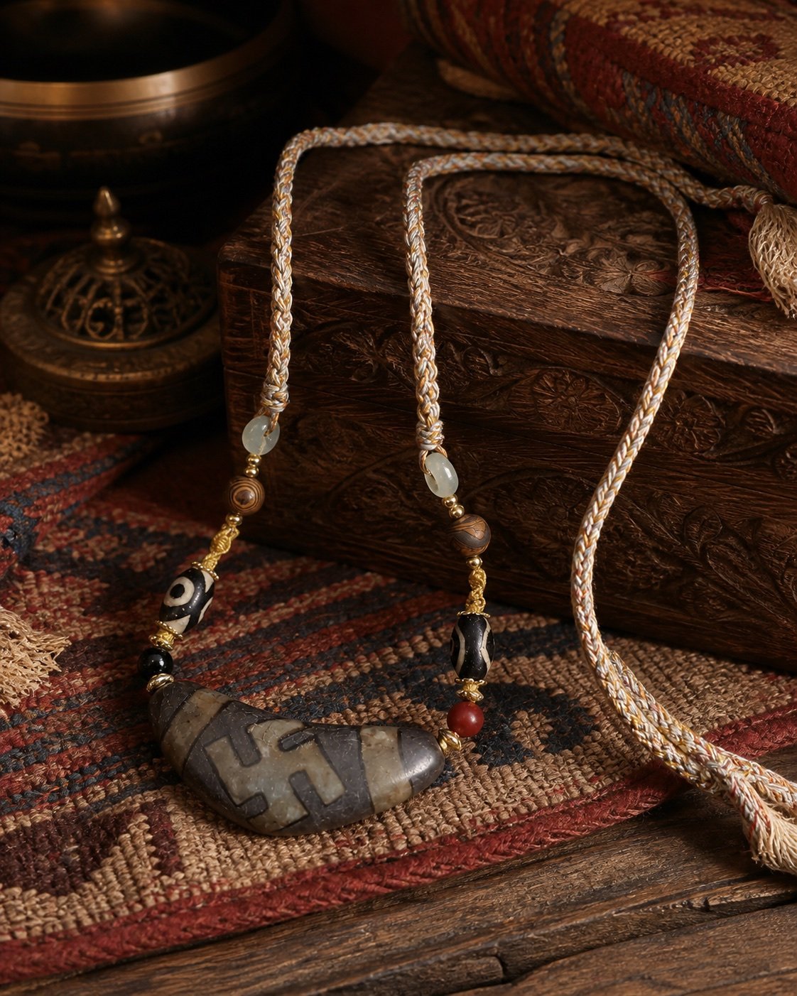 Smoky Umber Statement Bead Necklace