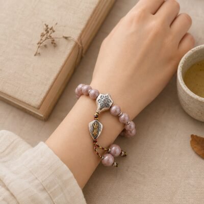 incense-ash-pink-porcelain-blessing-bracelet-02-wearing-front Incense Ash Pink Porcelain Blessing Bracelet