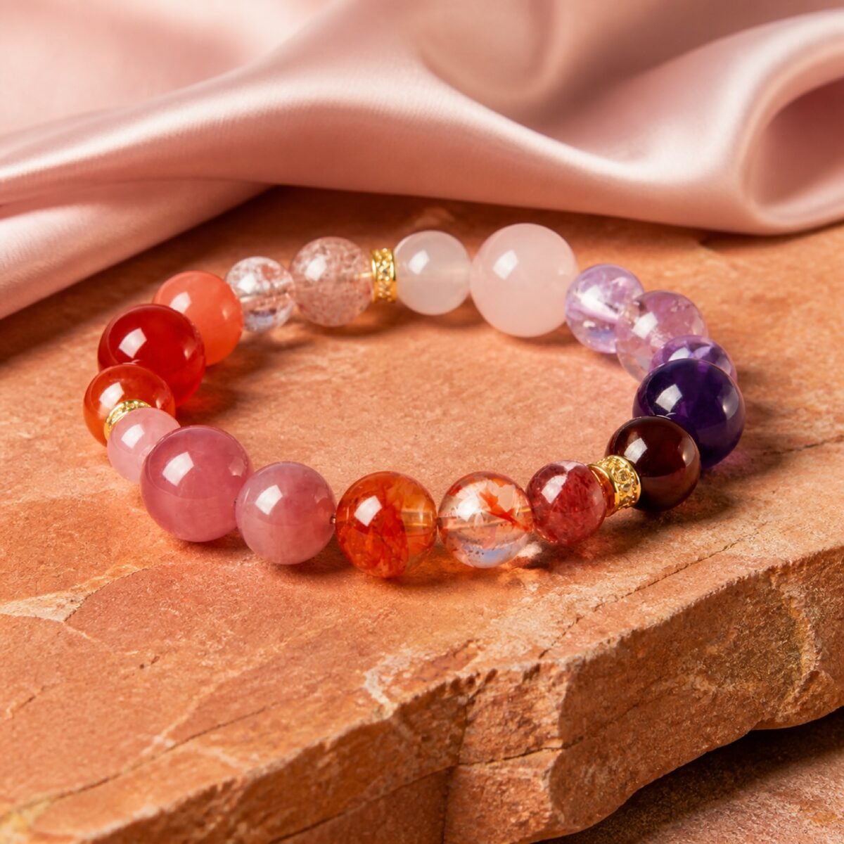 Inner Flame Strawberry Quartz & Garnet Bracelet