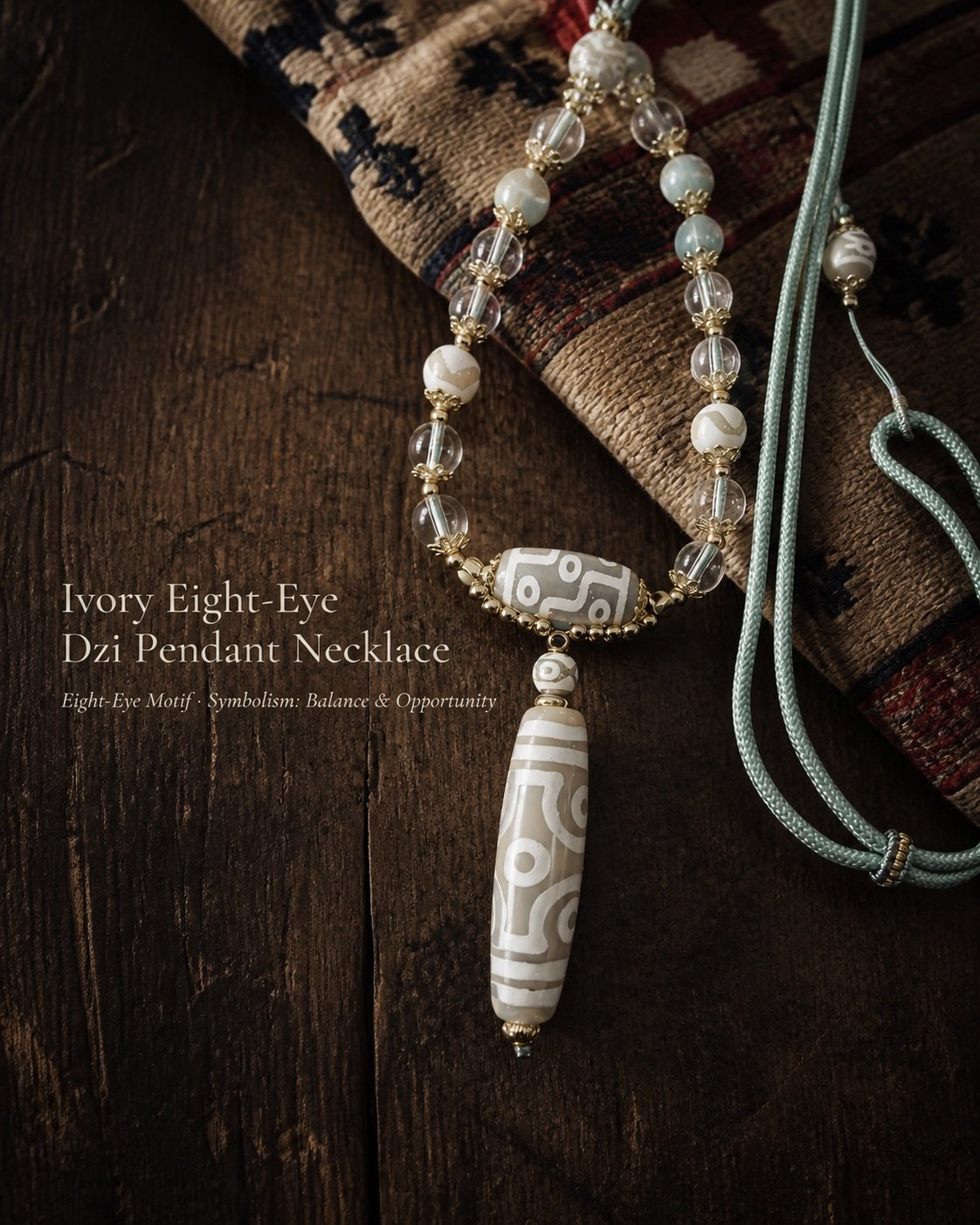 Ivory Eight-Eye Dzi Pendant Necklace