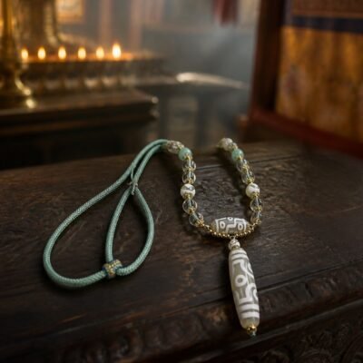 Ivory Eight-Eye Dzi Pendant Necklace