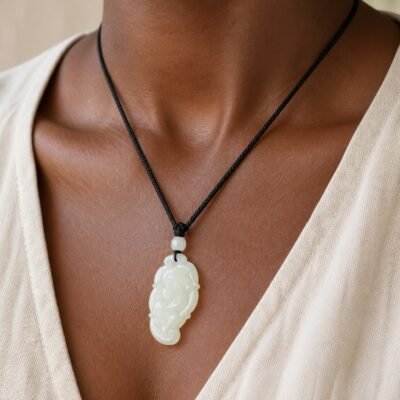 Jade Leaf Pixiu Protection Pendant Necklace