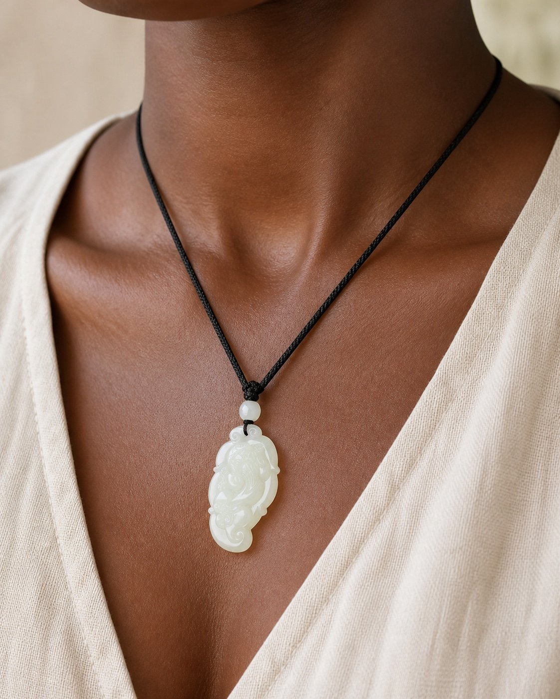 Jade Leaf Pixiu Protection Pendant Necklace
