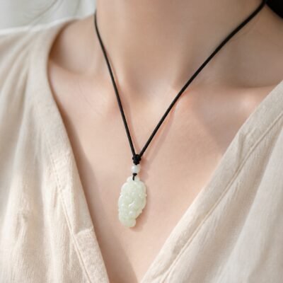 Jade Leaf Pixiu Protection Pendant Necklace