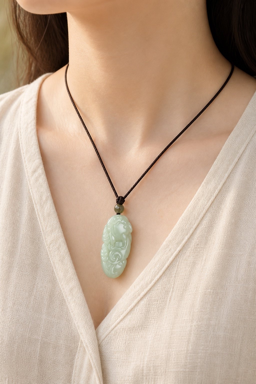 Jade Ruyi Pixiu Good Fortune Pendant Necklace