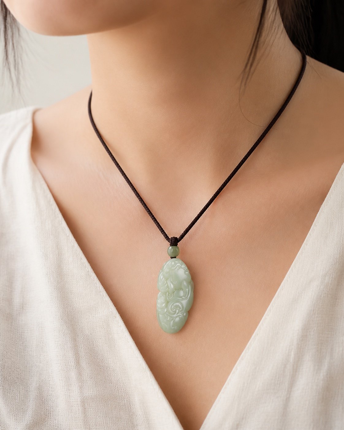 Jade Ruyi Pixiu Good Fortune Pendant Necklace