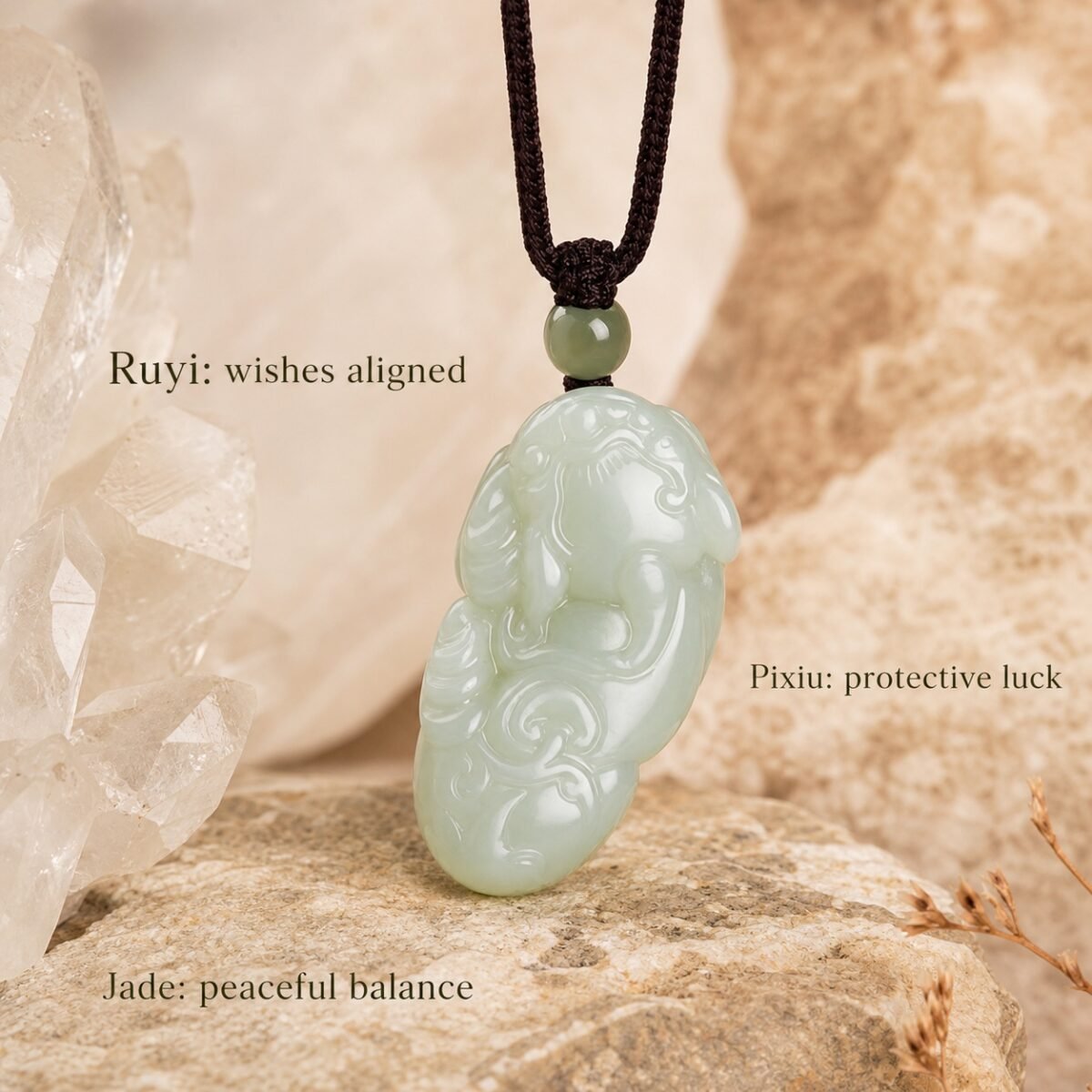 Jade Ruyi Pixiu Good Fortune Pendant Necklace