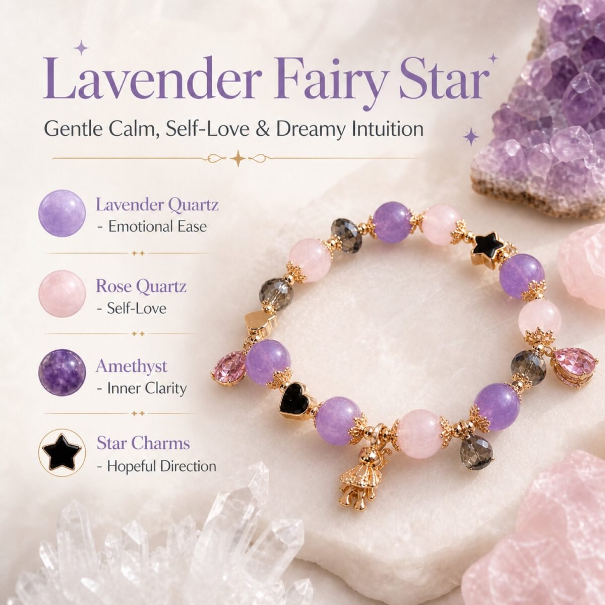 Lavender Fairy Star Bracelet