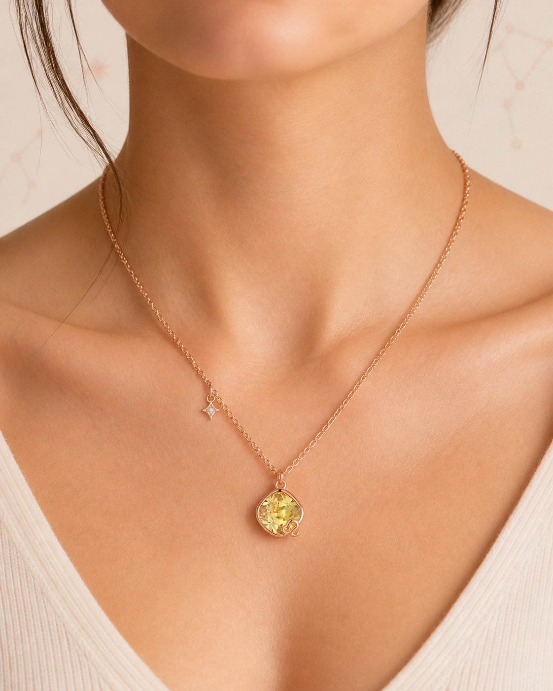 Leo Rose Gold Crystal Zodiac Necklace