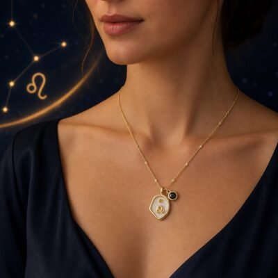 Leo Pearlescent Zodiac Birthstone Necklace