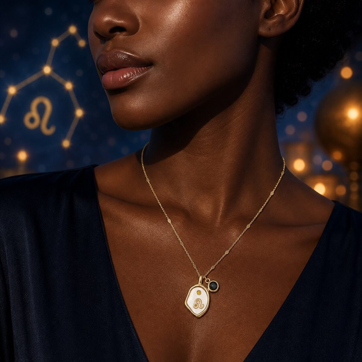 Leo Pearlescent Zodiac Birthstone Necklace