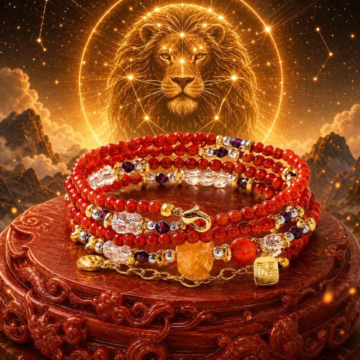 Leo Elemental Zodiac Crystal Wrap Bracelet