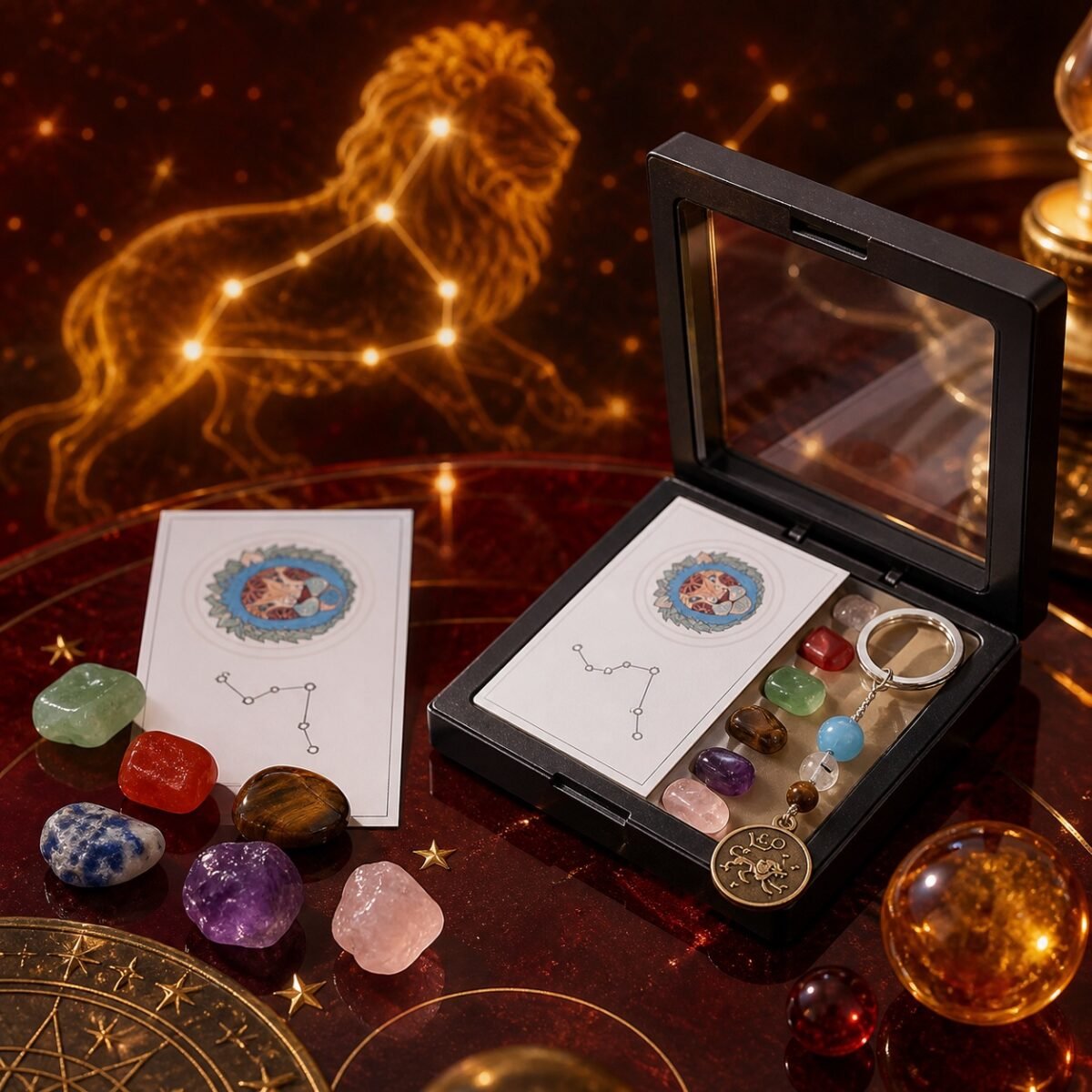 Leo Seven Chakra Crystal Keychain Gift Set