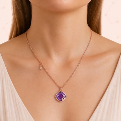 Libra Rose Gold Crystal Zodiac Necklace