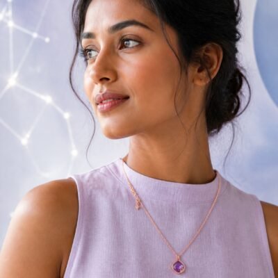 Libra Rose Gold Crystal Zodiac Necklace