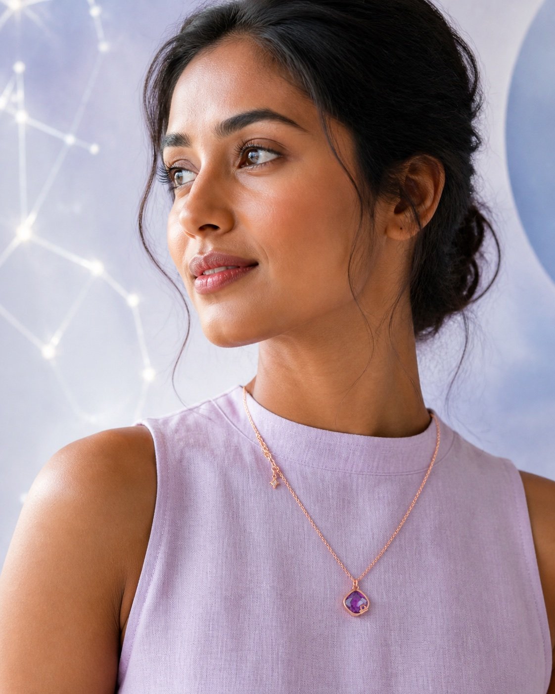 Libra Rose Gold Crystal Zodiac Necklace