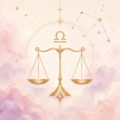Libra Rose Gold Crystal Zodiac Necklace