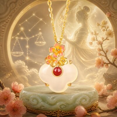 Libra Eastern Zodiac Guardian Flower Goddess Necklace – Apricot Blossom