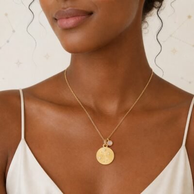 Libra Gold Constellation Medallion Necklace