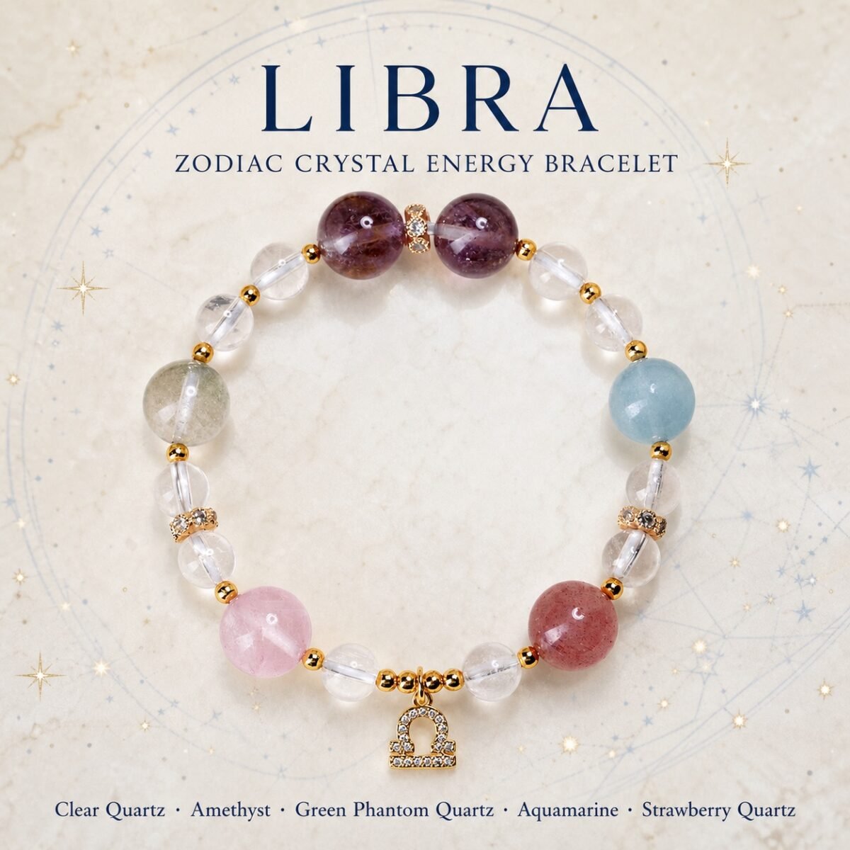 Libra Harmony Glow Zodiac Crystal Bracelet