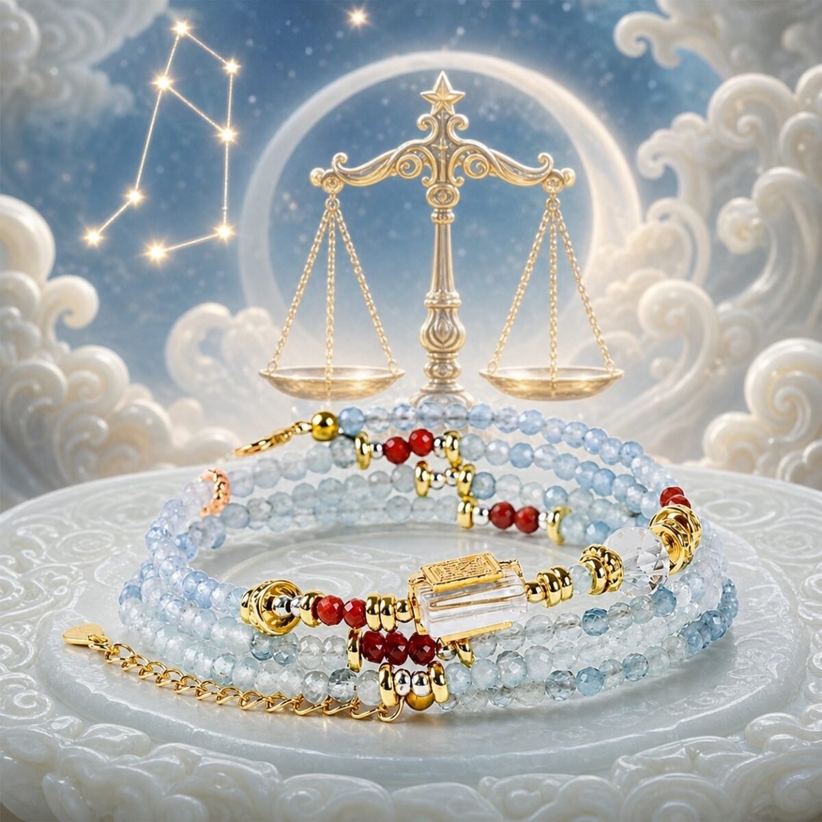 Libra Elemental Zodiac Crystal Wrap Bracelet