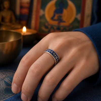 medicine-buddha-healing-mantra-ring-02-wearing Medicine Buddha Healing Mantra Ring
