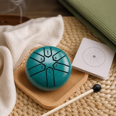 mini-6-note-steel-tongue-drum-03-teal-with-accessories Mini 6-Note Steel Tongue Drum