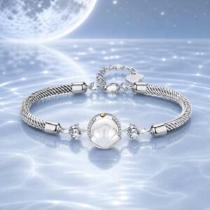 Moon & Shell Couple Bracelet Set - Silver Shell Bracelet